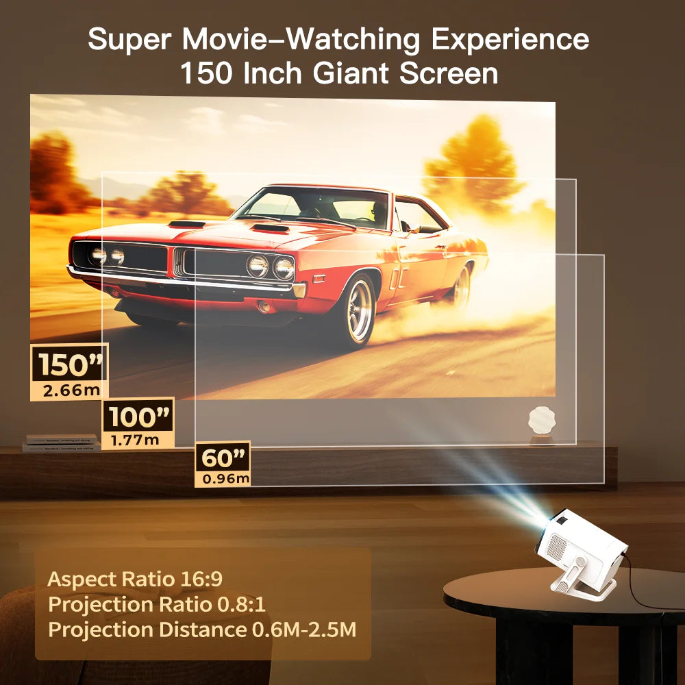 LynCast X1AQ Projector Built in 5W Speaker 1280*720P Android 11 4K 400ANSI Wifi6 BT5.2 Outdoor Portable Projector Home Cinema