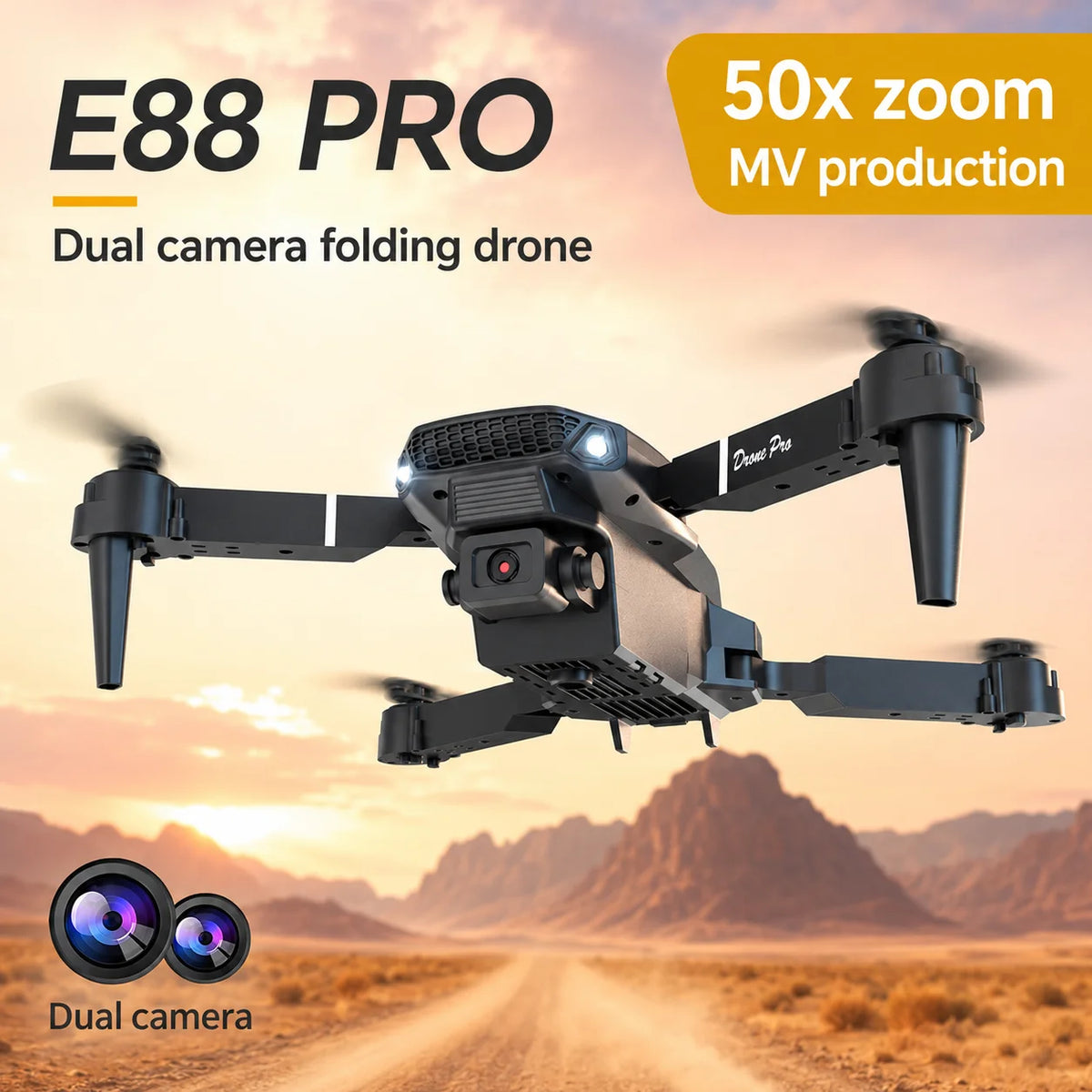 ZNLYRION RC Drone 4K Dual Camera FPV Drone E88 Pro 15Mins Flight Time Foldable Quadcopter with Altitude Hold Headless Mode One-Key Takeoff/Landing