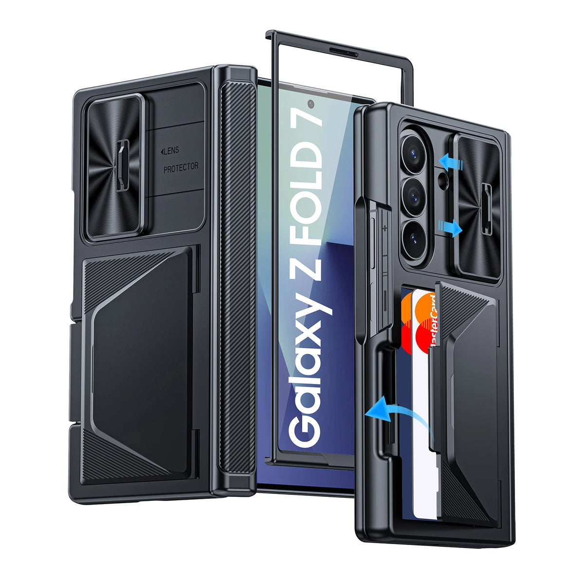 Global Carnival Festival,for Galaxy Z Fold 7 Case,RFID Wallet with Cards Holder,Camera Cover,Shockproof Protective Case-Black