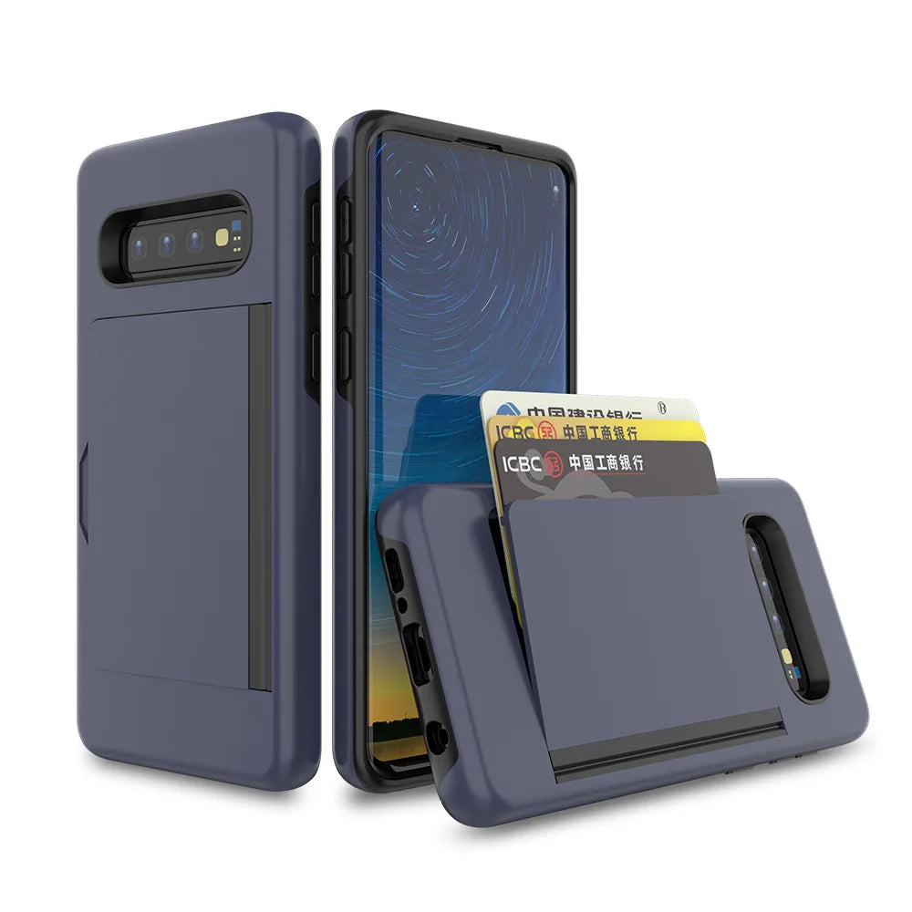 For Samsung Galaxy S10 5G S10Plus S10E A20 A30 A50 Candy Color Business Card Slots Holder Cover For Samsung S10+ Fundas Capa