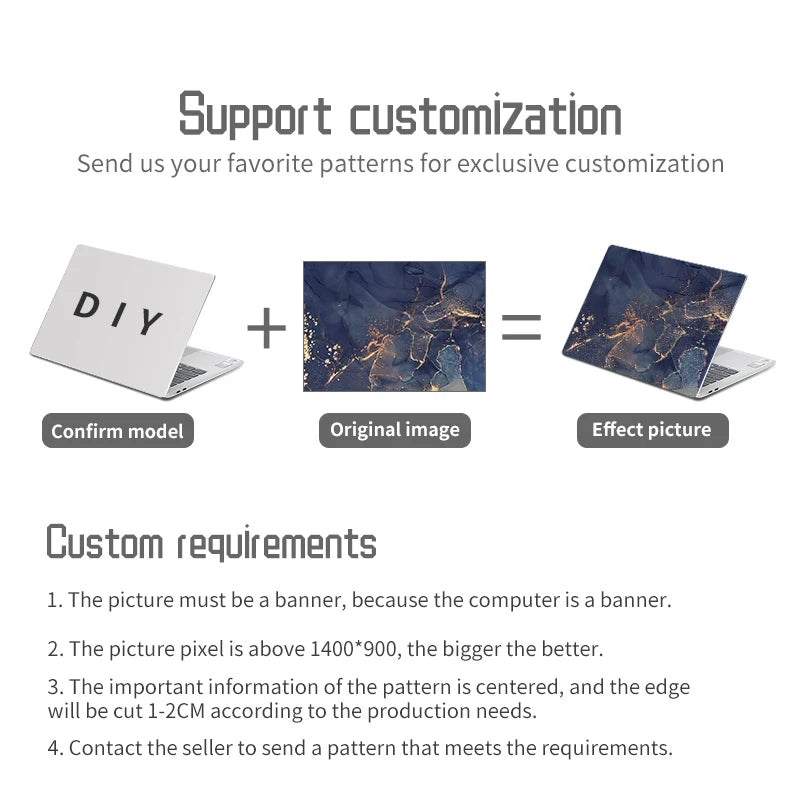 DIY Marble Cover Laptop Skin Sticker Vinyl 13.3"14"15.6"17.3" Stickers for Macbook pro/Lenovo/Msi/Hp/Acer Skins Decorate Decal