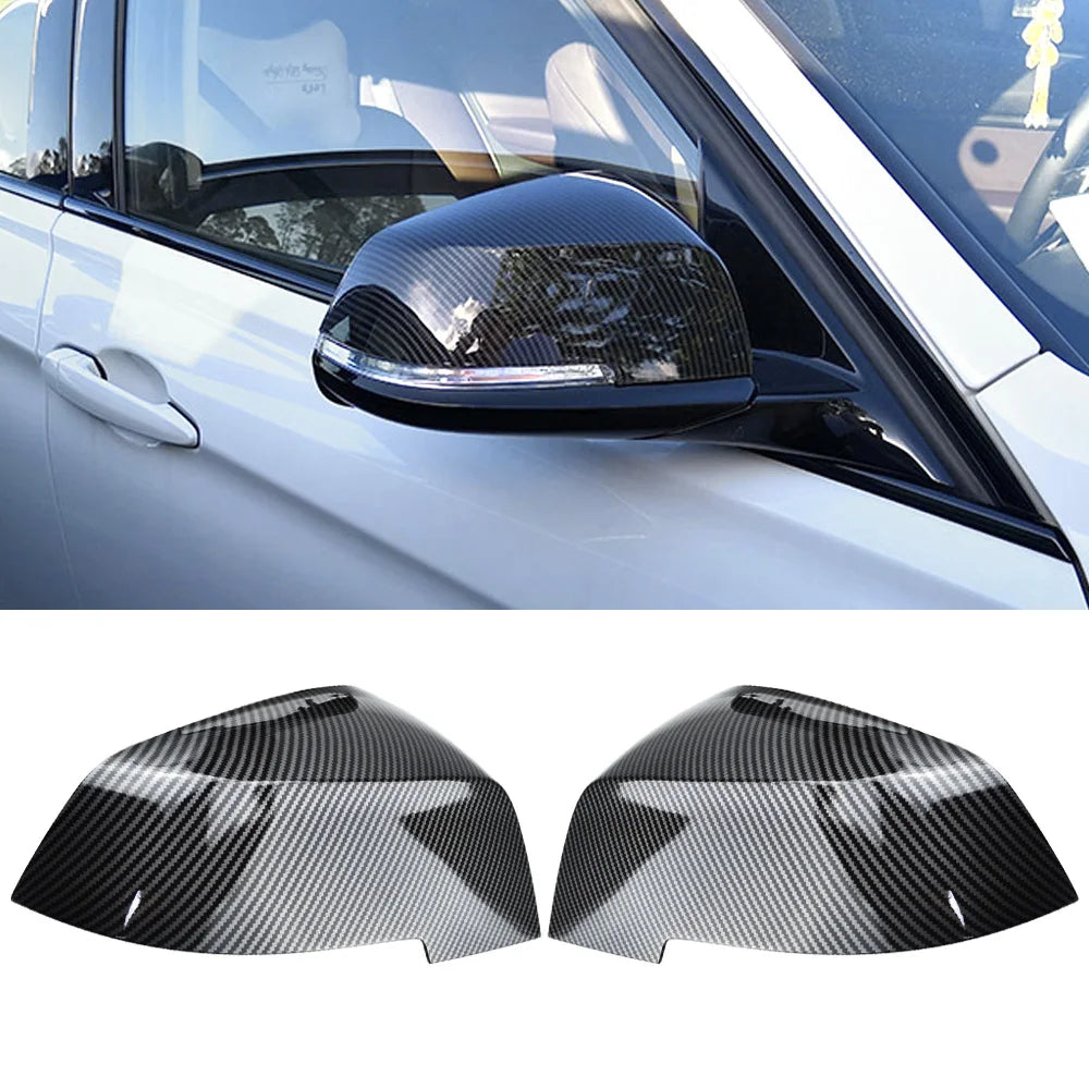 2 Pieces Rearview Mirror Cover Cap Carbon Black for BMW Series 1 2 3 4 X M 220i 328i 420i F20 F21 F22 F23 F30 F32 F33 F36 X1