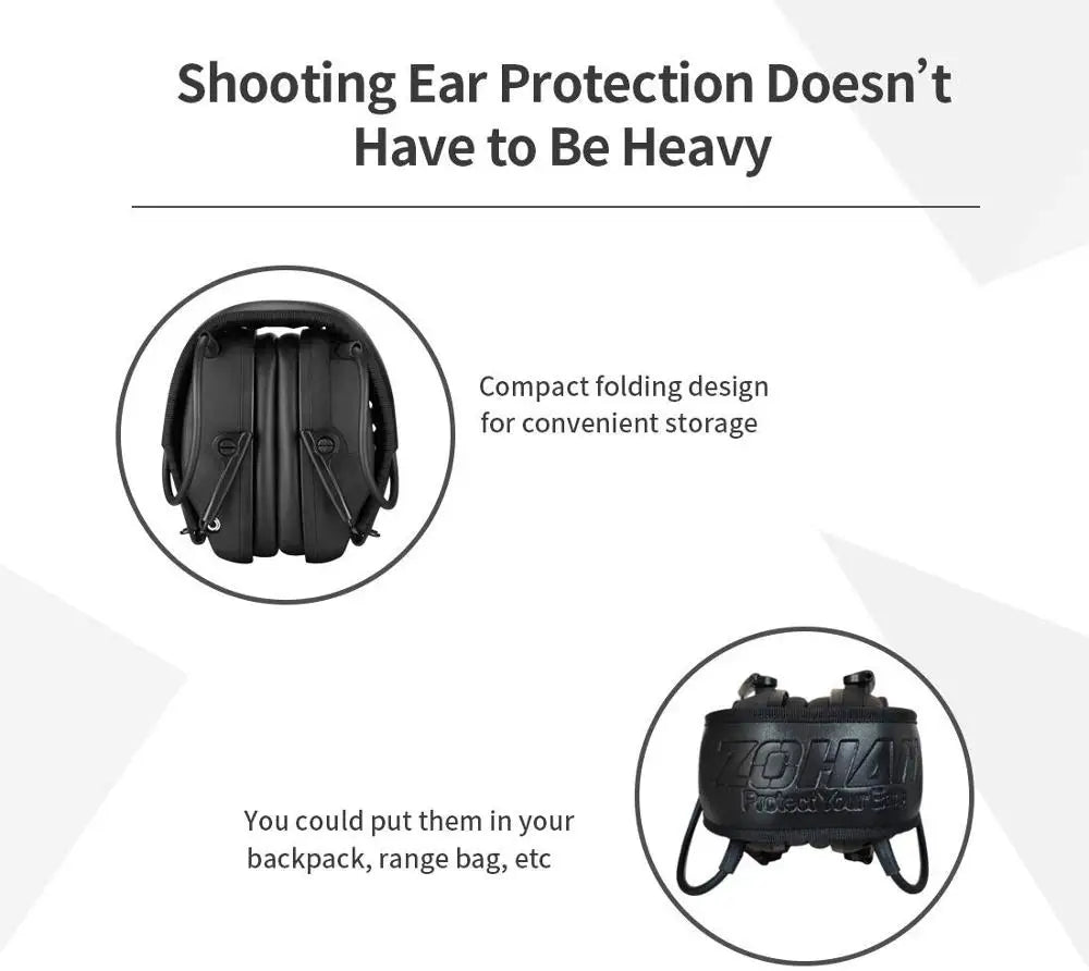 ZOHAN Shooting Hearing Protection Electronic Tactical Headset Noise Cancelling Hunting Earmuffs Shoot with Replacement Ear Pads
