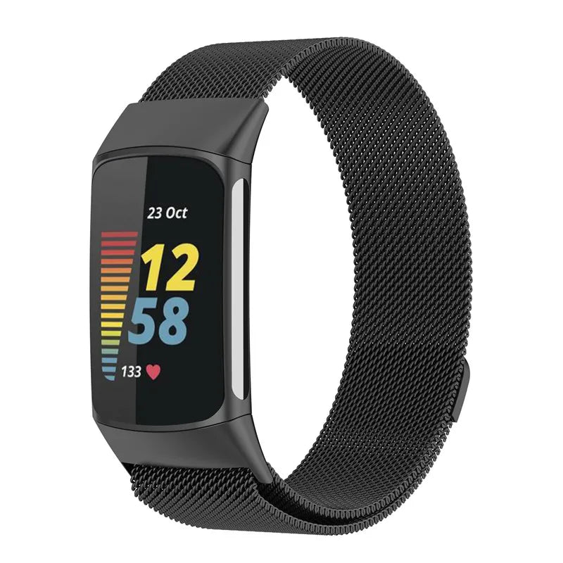Metal Band For Fitbit Charge 5 6 Smart Watch Mesh Magnetic Loop Sport Strap For Fit Bit Charge 5 6 Bracelet Stainless Steel