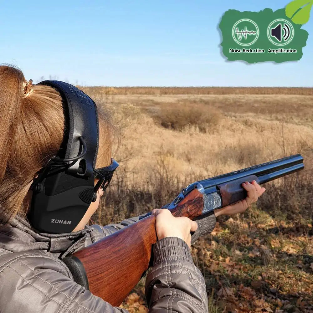 ZOHAN Shooting Hearing Protection Electronic Tactical Headset Noise Cancelling Hunting Earmuffs Shoot with Replacement Ear Pads