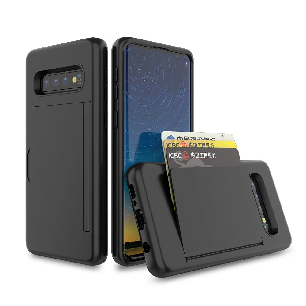 For Samsung Galaxy S10 5G S10Plus S10E A20 A30 A50 Candy Color Business Card Slots Holder Cover For Samsung S10+ Fundas Capa
