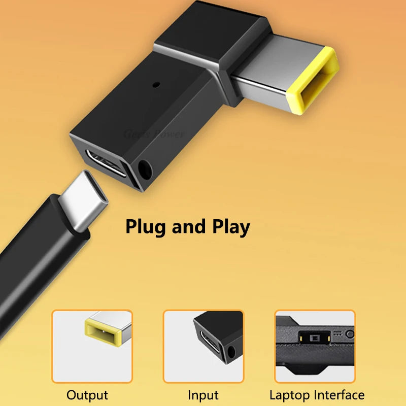 100W USB Type C to Dc Power Jack Connector for Lenovo USB C to Universal Laptop Power Adapter Plug Converter for HP Notebook