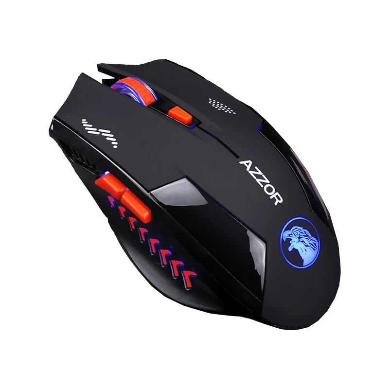 AZZOR Rechargable Silent Wireless Mouse Mute Button Noiseless Optical Gaming 2400dpi Built-in Battery For PC Laptop Computer