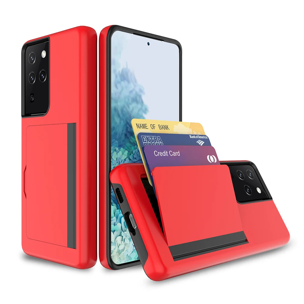 Candy Color Card Slots Cover Business Case For Samsung Galaxy S21 Ultra S20 FE Note 20 S10 Plus 5G Cover For S21+ Note 10 Plus
