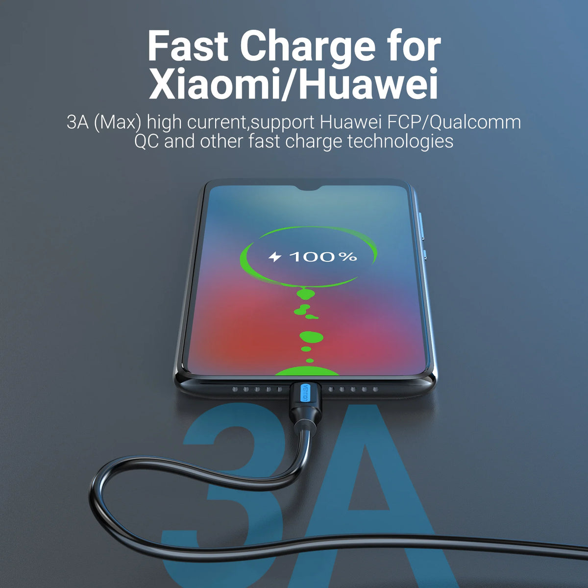Vention USB Type C Cable 3A Fast Charging USB 3.0 Cable for Samsung Galaxy S10 S9 Huawei P20 10 Pro Type-C Data Charging Cable
