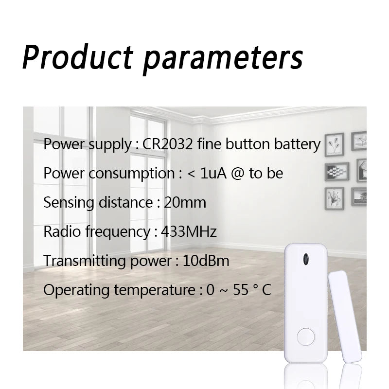 433MHz Mini Door Window Alarm Sensor Wireless Intelligent Door Sensor Security Alarm Host Accessories Open Door Reminder