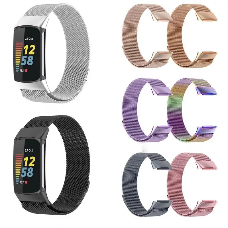 Metal Band For Fitbit Charge 5 6 Smart Watch Mesh Magnetic Loop Sport Strap For Fit Bit Charge 5 6 Bracelet Stainless Steel