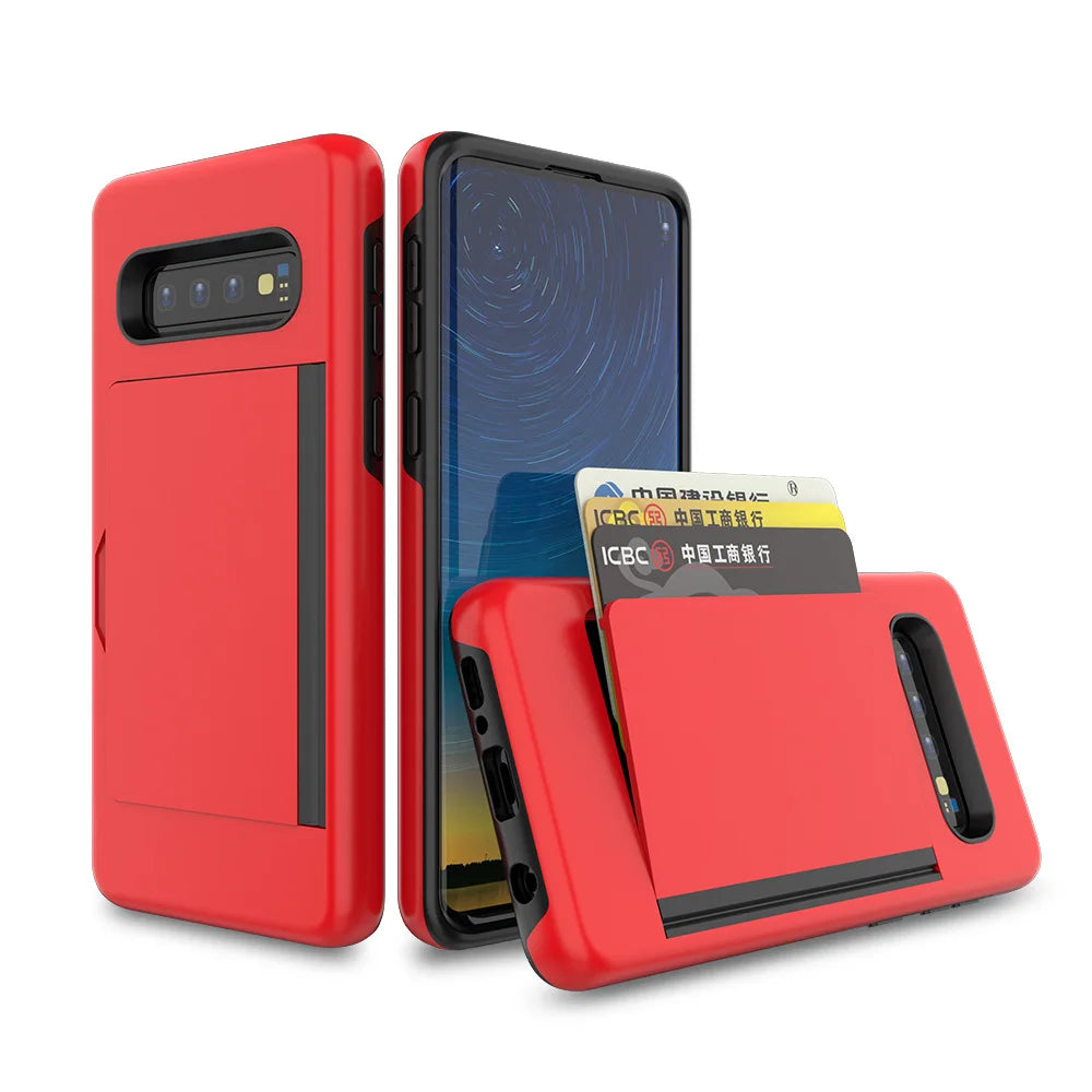 For Samsung Galaxy S10 5G S10Plus S10E A20 A30 A50 Candy Color Business Card Slots Holder Cover For Samsung S10+ Fundas Capa