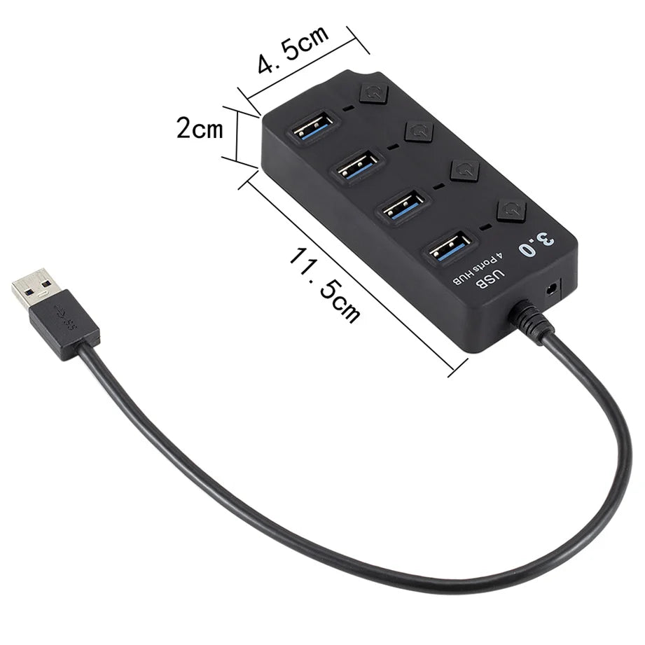 USB 3.0 Hub USB Hub 3.0 Multi USB Splitter 3 Hab Use Power Adapter 4 Port Multiple Expander 3.0 2.0 USB Hub with Switch for PC