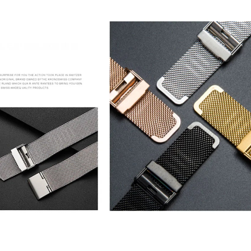 Milan Stainless Steel Mesh Watch Band , 8/10/12/13/14/15/16/17/18/19/20/21/22/24mm, Quick Release Watch Straps for Mens Women