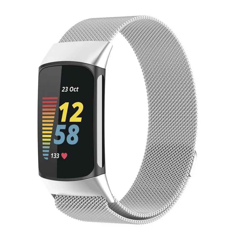 Metal Band For Fitbit Charge 5 6 Smart Watch Mesh Magnetic Loop Sport Strap For Fit Bit Charge 5 6 Bracelet Stainless Steel