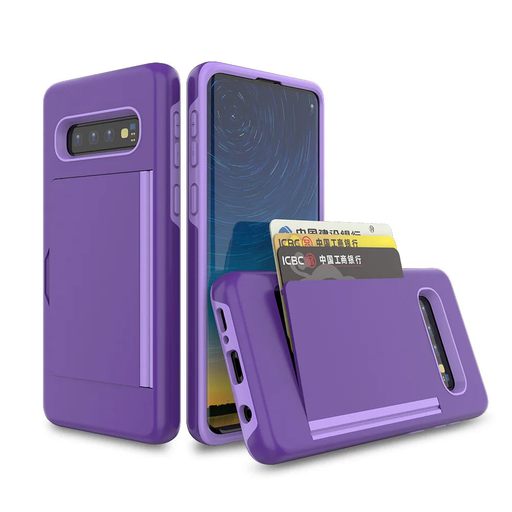 For Samsung Galaxy S10 5G S10Plus S10E A20 A30 A50 Candy Color Business Card Slots Holder Cover For Samsung S10+ Fundas Capa