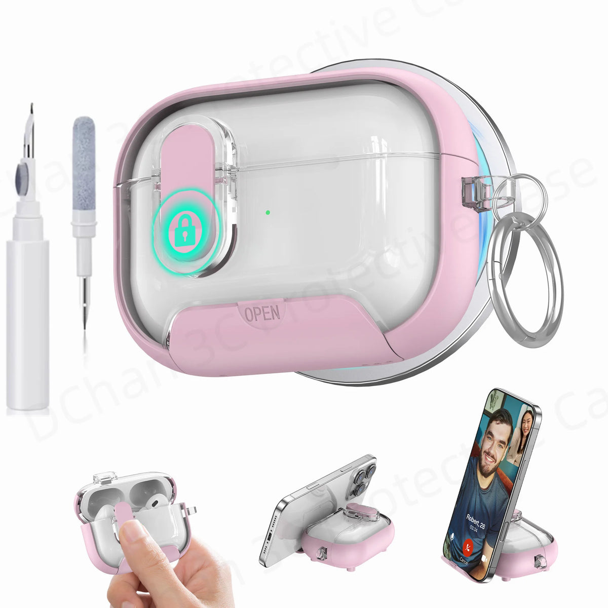 Cute Cover for AirPods 3 Pro 3/Airpod 4【 Compatible with MagSafe】Auto-Open Secure Lock Stand Cover for AirPods 5 2026 Earbuds