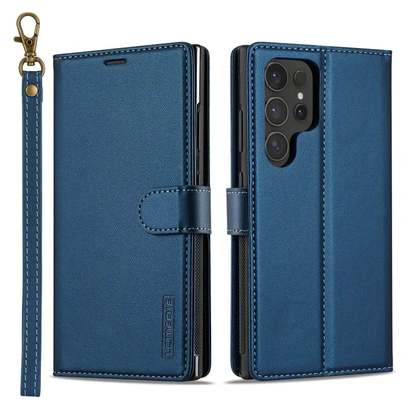 Leather Case for Samsung Galaxy S26 S25 Edge S24 Ultra S23 S22 Plus S21 FE A17 A16 A36 A56 A15 A35 A55 Magnetic Flip Wallet