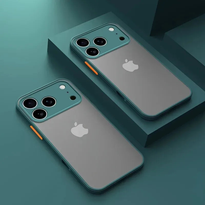 Luxury Translucent Armor Phone Case For iPhone 17 16 15 14 13 Pro Max Shockproof Bumper Cases For iPhone17 Pro Max Matte Cover