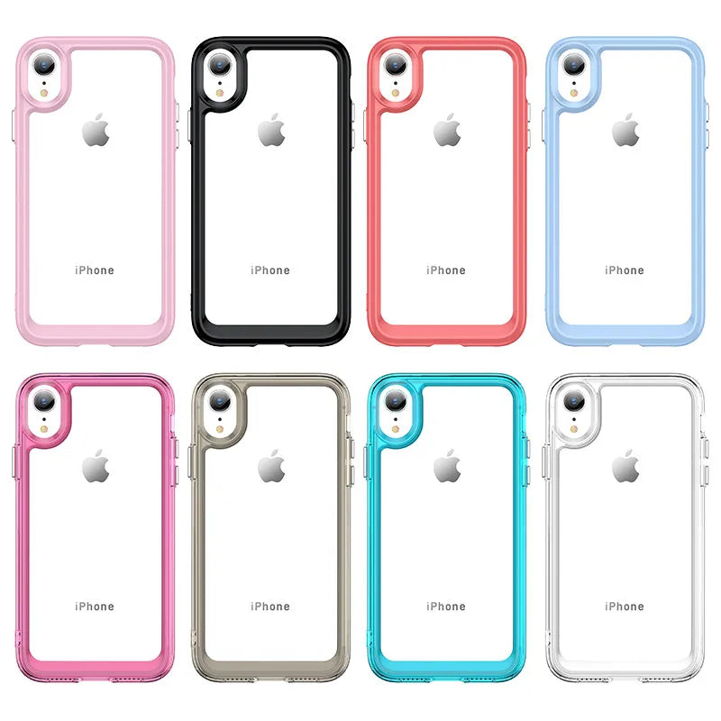 For iPhone XR Case iPhone X XR XS Max Cover Shockproof Colorful Soft Edge Silicone Transparent Bumper For iPhone XR 6.1 inch