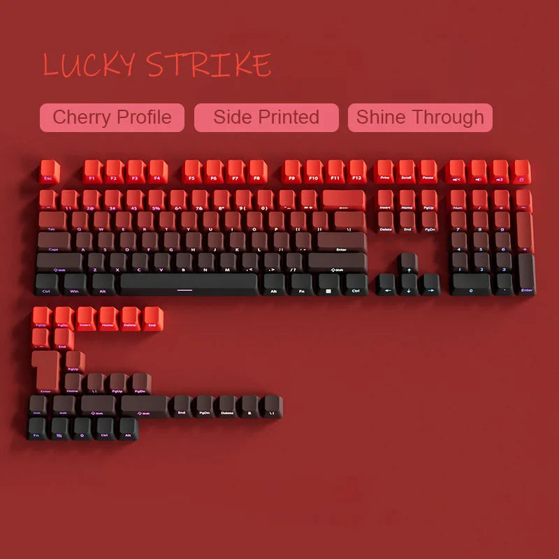 Gradient Gray Double Shot RGB Backlit Keycaps OEM Profile 135+ Keys Side Printed PBT Keycaps for Cherry MX Switches Keyboards