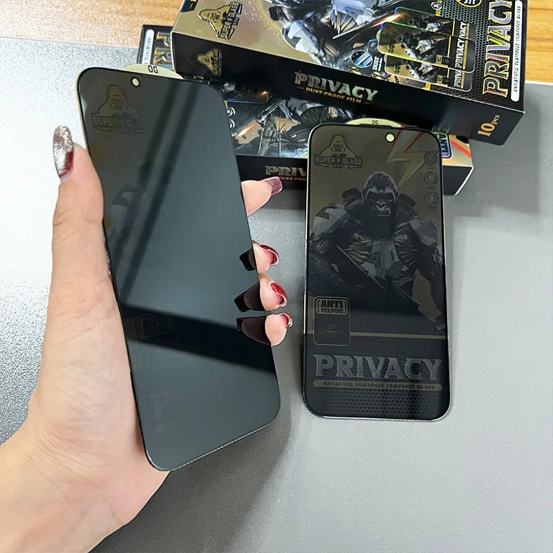 10pcs Super Privacy OG Tempered Glass Screen Protector Film Anti Spy For iPhone Duo 18 Pro Max 17 Air 17E 16 Plus 15 14 13