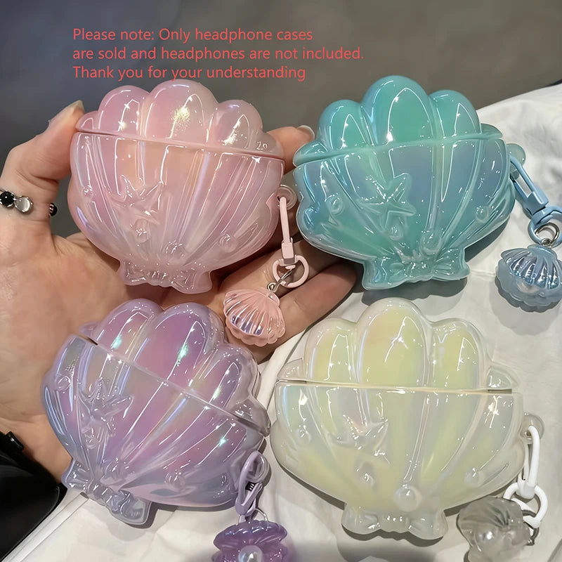 3D Blue Shell Earphone Case for AirPods Pro 3 2 Cute Ocean Conch Protective Cover For Airpods 4 3 2021 with Keychain Summer Gift