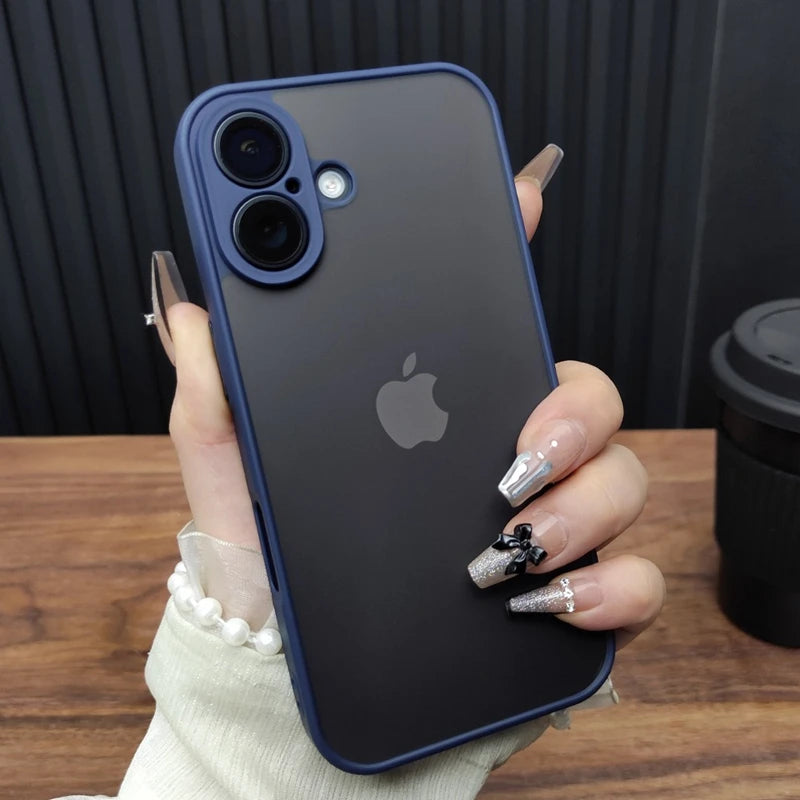 Luxury Transparent Matte Phone Case For iPhone 11 12 13 14 15 16 17 Pro Max Air X Xs Max XR 7 8 Plus Bumper Back Cases Cover