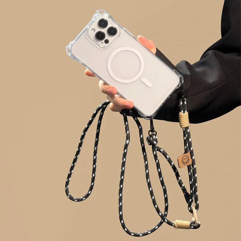 Crossbody Lanyard For Magsafe Magnetic Wireless Charge Case For iPhone 17 16 15 14 13 12 11 Pro Max Shockproof Clear Cover Funda