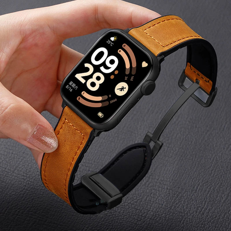 Magnetic Strap For Redmi Watch 6 5 4 Bands Silicone Leather Watchband Correa For Xiaomi Mi Band 9 Pro/8 Pro Bracelet Accessories