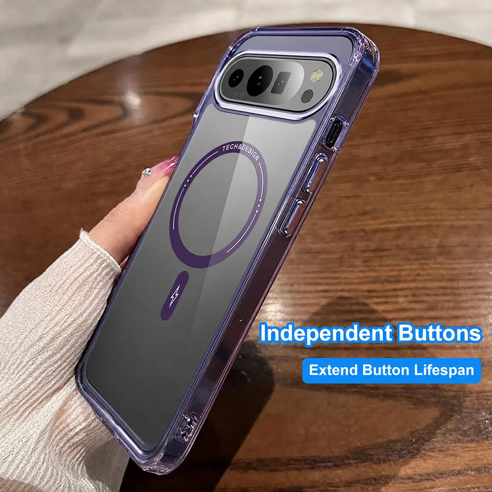 Color Frame Clear Magnetic Phone Case For Google Pixel 9 10 Pro XL 10A 9A 8A 1 0 9 8 Cases Wireless Charging Cover Capinha Funda