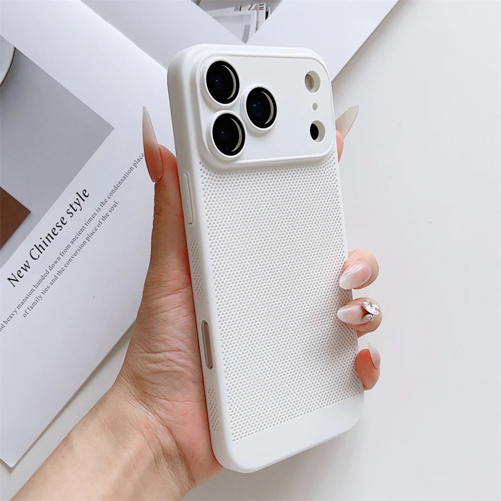 Cooling Phone Case with Full Camera Lens Protection For iPhone 17 Air 16e 16 15 14 Pro Max Plus Shockproof PC Back Cover