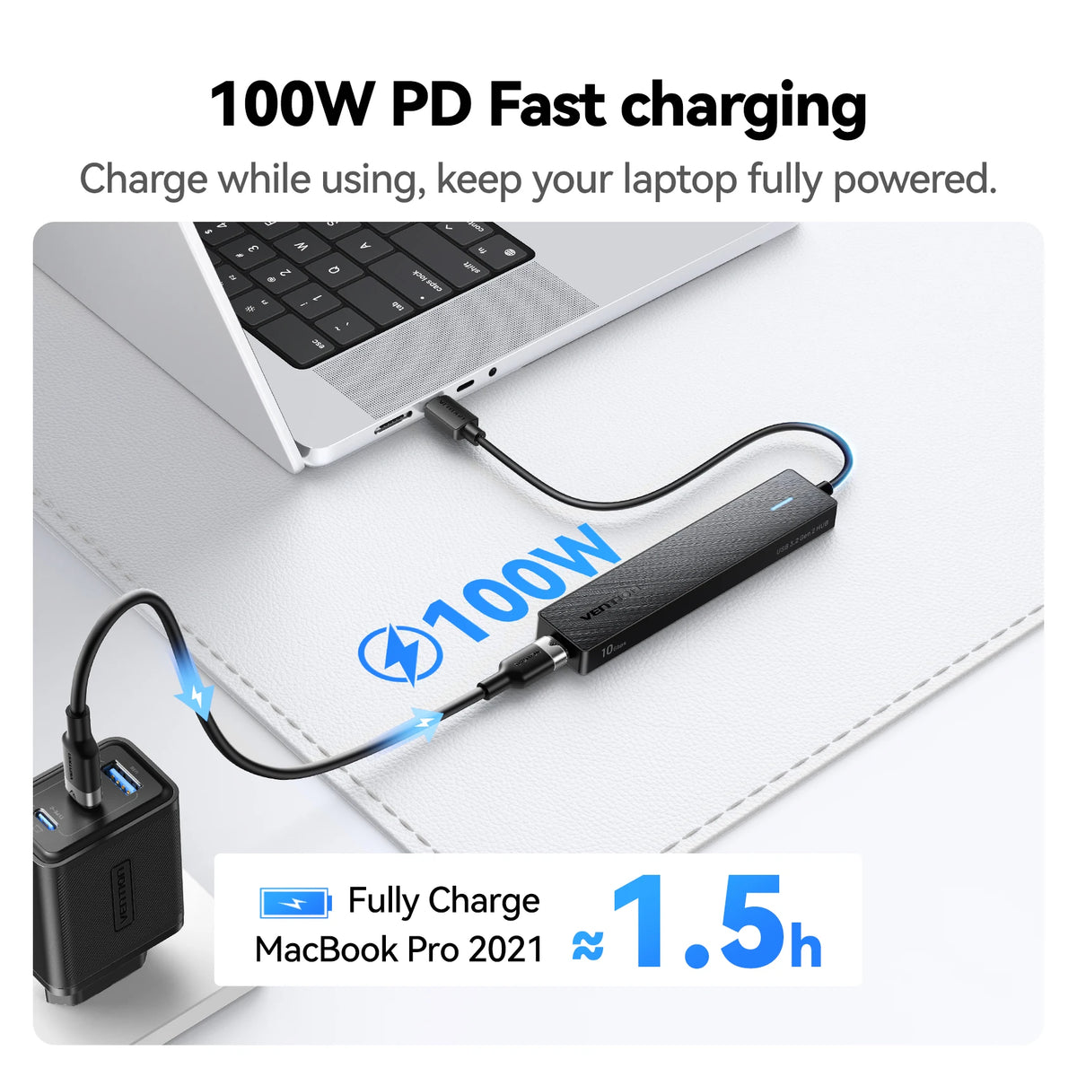 Vention New USB 3.2 Gen2 HUB 10Gbps PD100W Charging USB A Type C 5 Ports Splitter Multiport Adapter for Macbook Pro Air Laptop