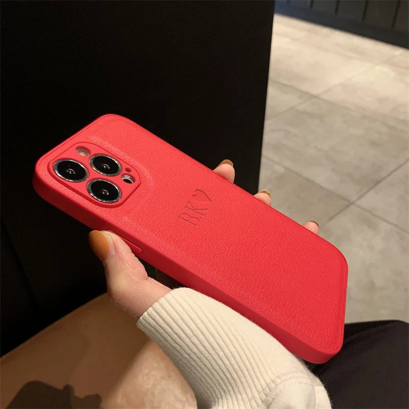 Personalised Initials Name Letters Leather Case For iPhone 12 13 11 14 15 16 17 18Pro Max 17Air Shockproof Custom Engraved Cover