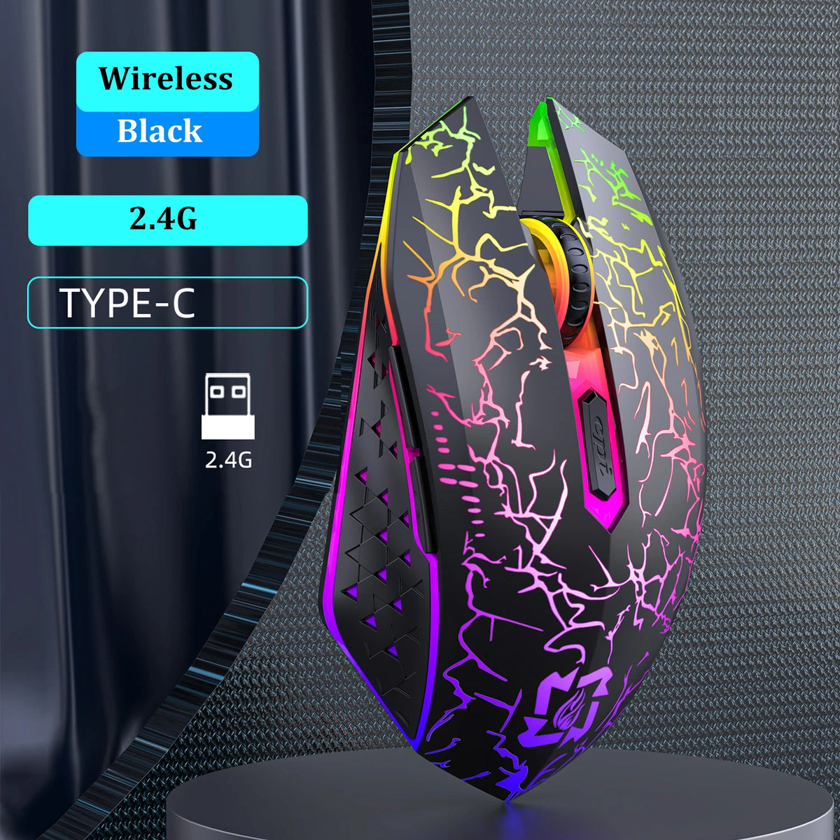 Bluetooth 5.2 Mouse RGB 2.4G Wireless Mouse Dual-Mode Gaming Mouse 6 Buttons Silent Mouse For MacBook Tablet Laptops Computer