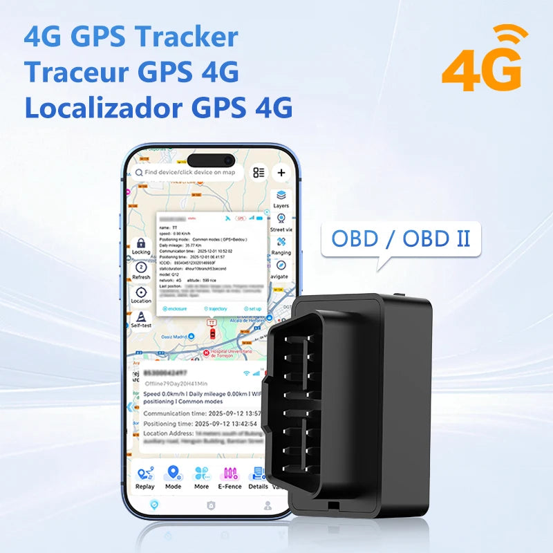 4G Mini OBD II GPS Car Tracker Builtin Battery 16PIN Interface Device for Car Vehicle with Online Tracking APP