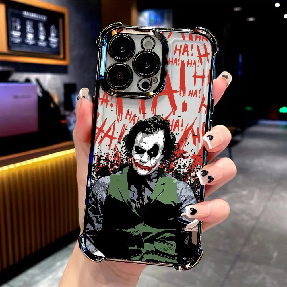 Cool Crazy j-jokers Plating Phone Case For iPhone 17 16e 16 15 14 13 12 11 Pro Max XR XSMax 7 8 Mini Air Plus Anti-Fall Airabag