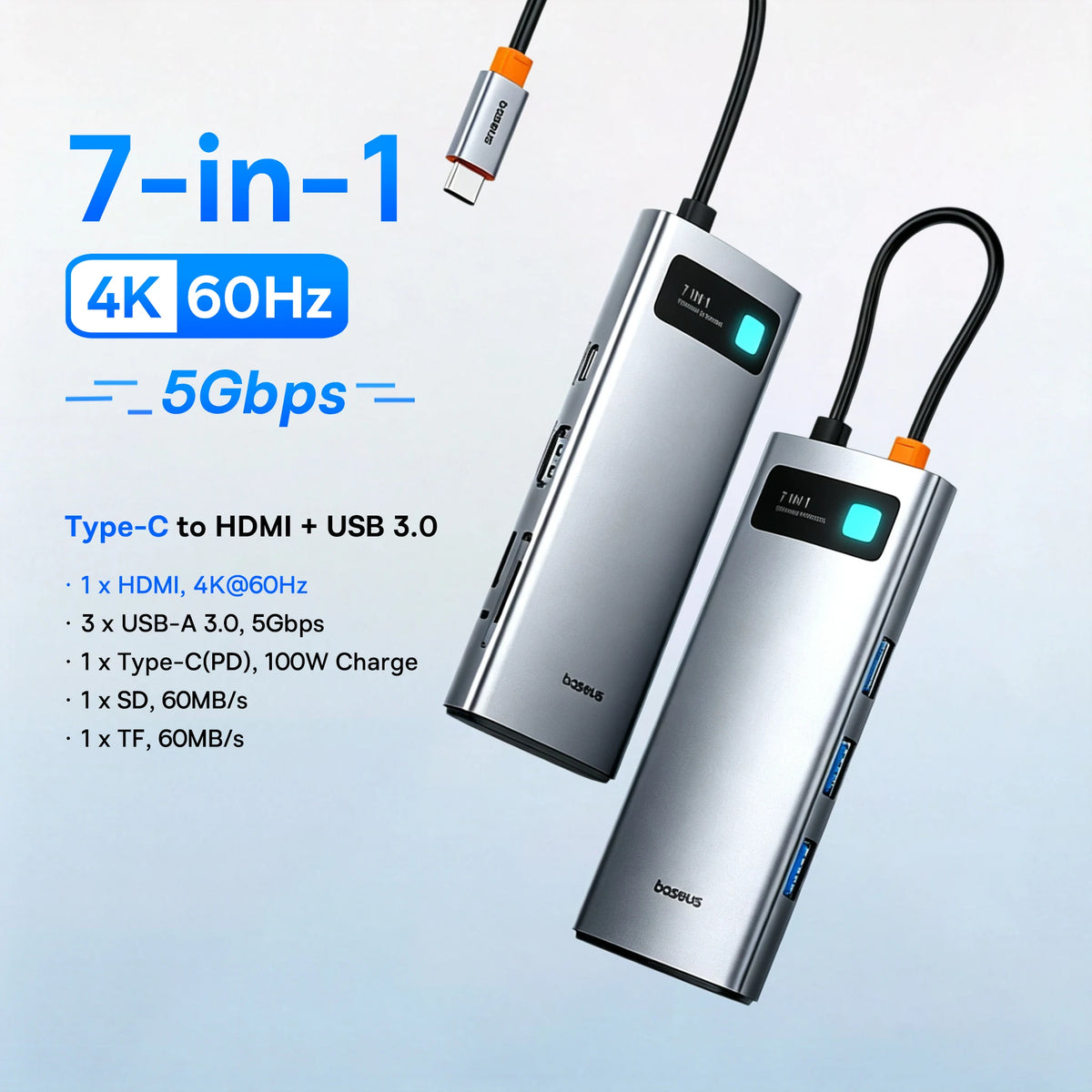 Baseus 13-in-1 USB C HUB to 2*HDMI 1*DP 4K@60Hz 1*VGA Quadruple Display USB 3.2 Adapter with RJ45 SD TF 3.5mm PD 100W Type C Hub