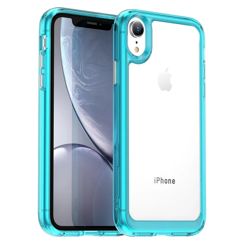 For iPhone XR Case iPhone X XR XS Max Cover Shockproof Colorful Soft Edge Silicone Transparent Bumper For iPhone XR 6.1 inch