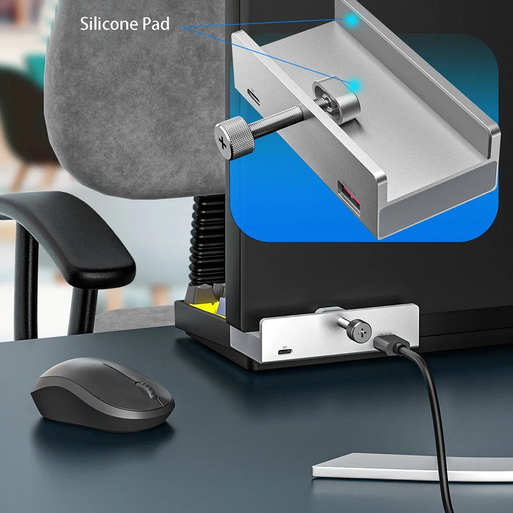 HUB External USB 3.0 Clip-type Splitter Adapter Desktop Laptop Wire Multi Port Dock Station Type C Clip HUB Power TF Card Slot