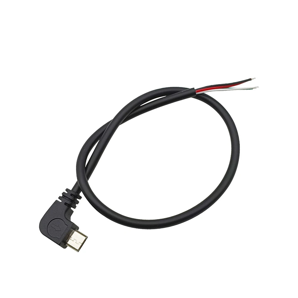 1/5Pcs Right Angle 2Pin 4Pin Wire USB Type C/Micro USB Male Plug Power Supply Charger Connector DIY Repair Cable 0.25m 0.3m 1m