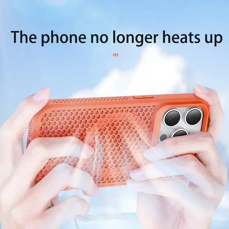 Cooling Heat Dissipation Phone Case For iPhone 17 16 15 14 13 12 11 Pro Max Plus Breathable Hard Back Magnetic Cover For Magsafe