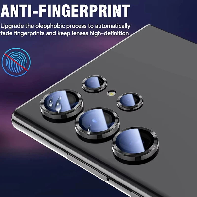 10H Aluminium Alloy Camera Protect Ring For Samsung Galaxy S24 Ultra S24+ S23 Plus S24FE S23FE Back 9D Tempered Glass Lens Cover
