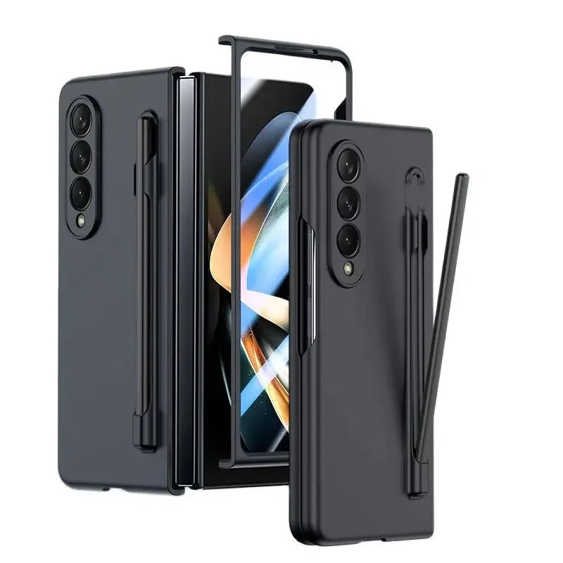With Pen Slot Skin Feel Phone Case for Samsung Z Fold 8 Ultra 7 6 5 4 3 Hard PC Shockproof Protection Cover for Galaxy Fold8Wide