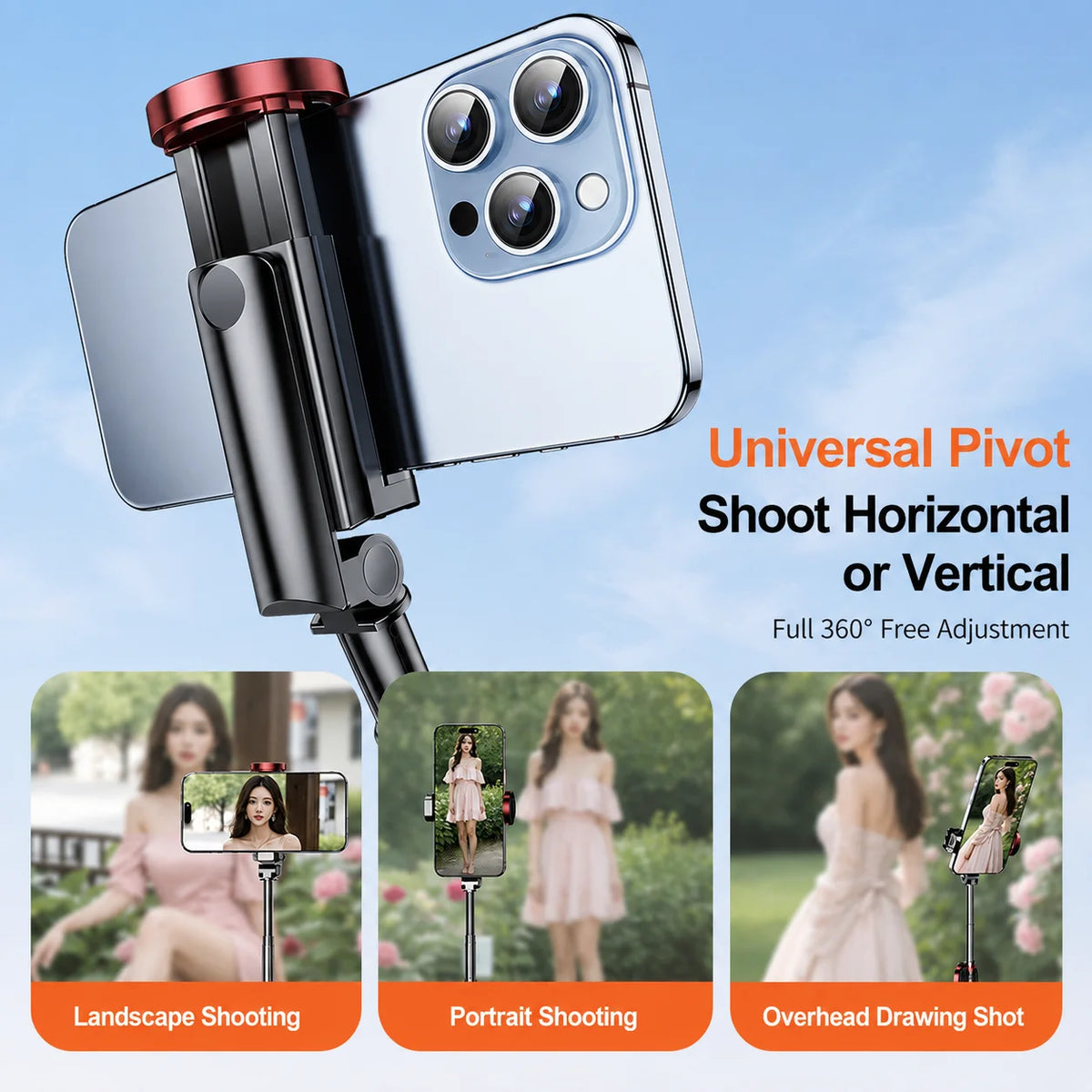 Selfie Stick Wireless Tripod Stand Bluetooth Remote Extendable Tripod for iPhone Mobile Phone Live Streaming