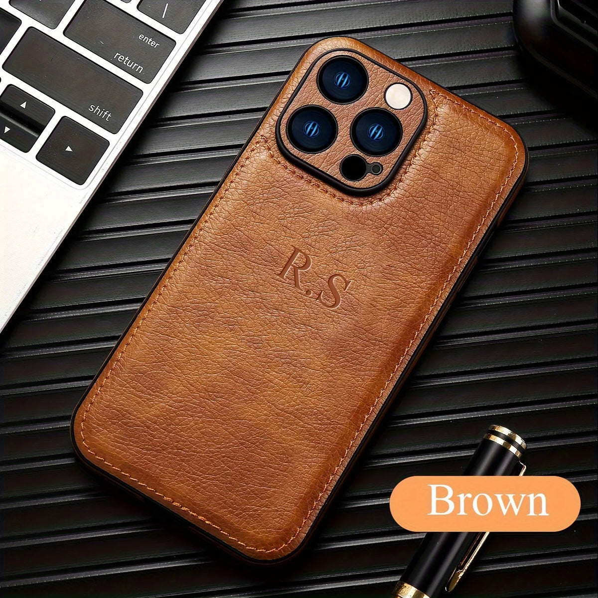 Personalized Custom Name Phone Case For iPhone 15 14 13 12 11 Pro Max 15 14 Plus Luxury Cowhide Leather Protection Back Cover