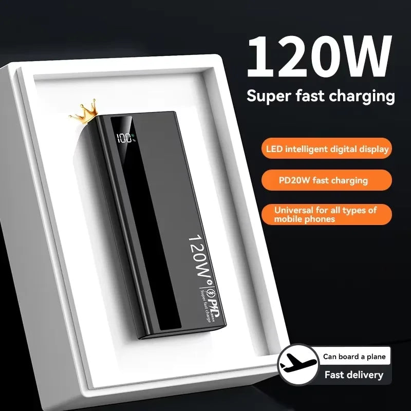 Lenovo 500000mAh High Capacity PowerBank 120W Super Fast Charging Portable External Battery Powerbank for iphone Samsung Huawei