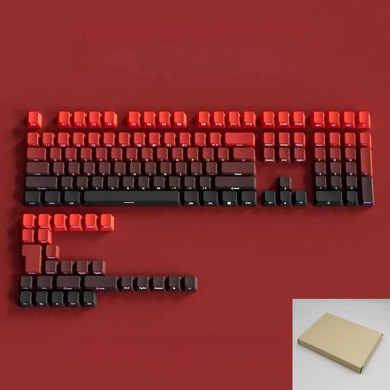 Gradient Gray Double Shot RGB Backlit Keycaps OEM Profile 135+ Keys Side Printed PBT Keycaps for Cherry MX Switches Keyboards