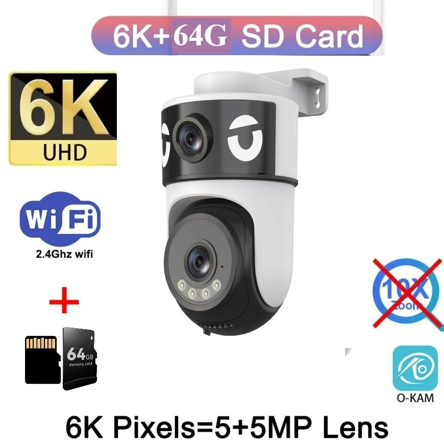 20MP 10X Optical Zoom WiFi6 Outdoor Security Cam Four Lens Three Screens Auto Tracking 6K Dual Len Waterproof WiFi CCTV Cam 10K